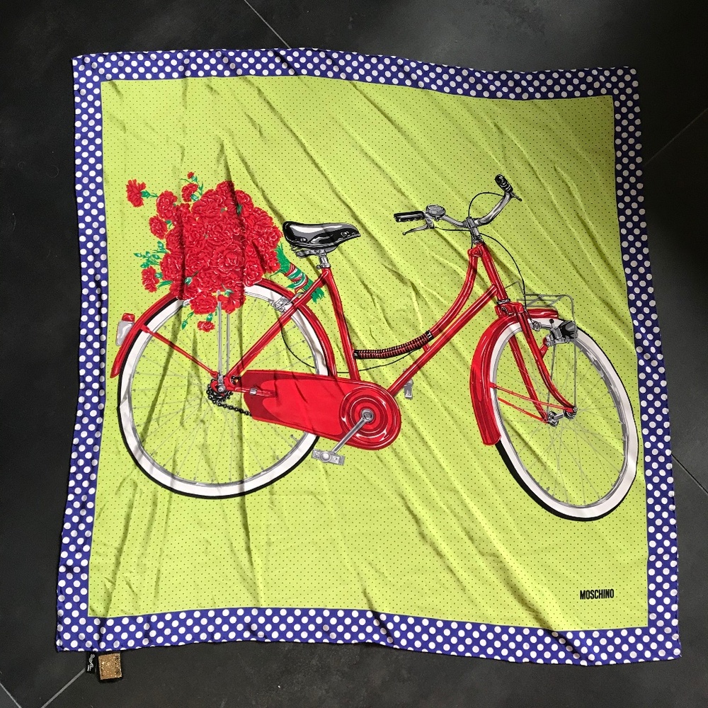Moschino retro bike silk scarf